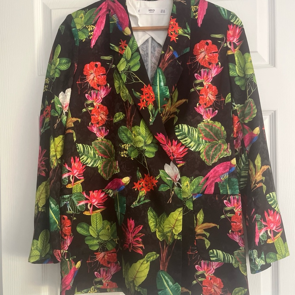 Mango Floral Black Blazer